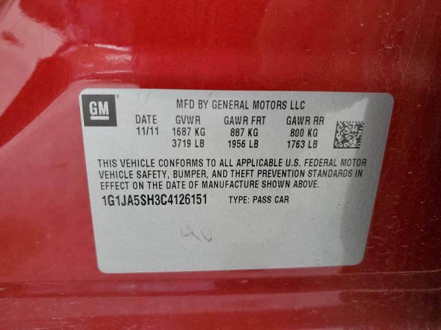 1G1JA5SH3C4126151 - 2012 CHEVROLET SONIC LS RED photo 10