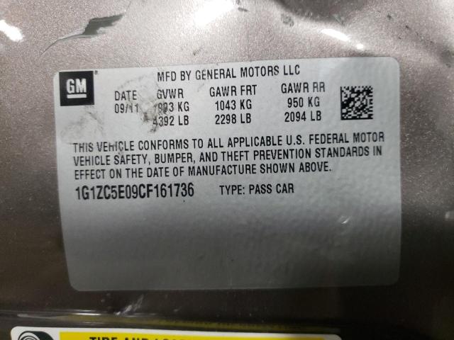 1G1ZC5E09CF161736 - 2012 CHEVROLET MALIBU 1LT 棕色 照片 10