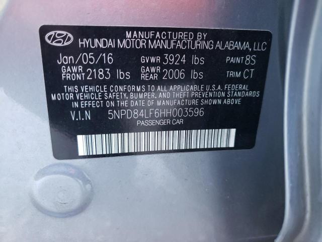 5NPD84LF6HH003596 - 2017 HYUNDAI ELANTRA SILVER photo 10