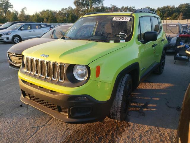 ZACCJAAB4HPG17374 - 2017 JEEP RENEGADE S GREEN photo 2