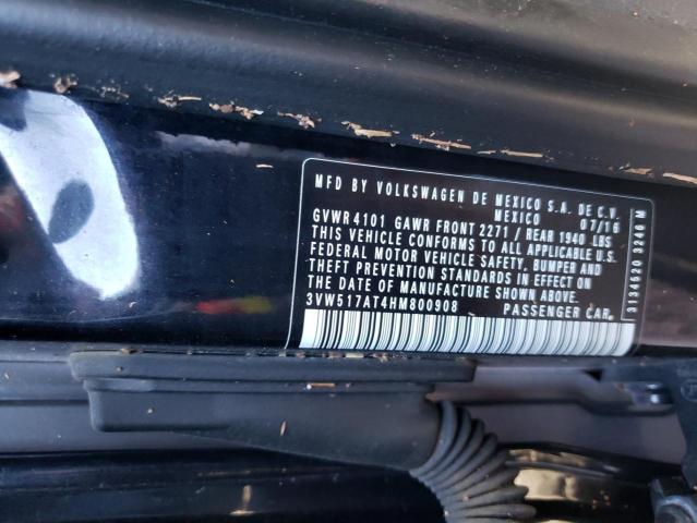 3VW517AT4HM800908 - 2017 VOLKSWAGEN BEETLE S/S 黑色 照片 10