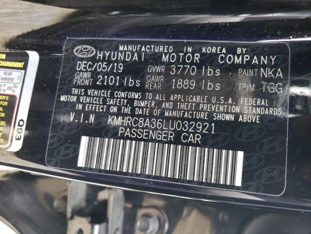 KMHRC8A36LU032921 - 2020 HYUNDAI VENUE SEL BLACK photo 10