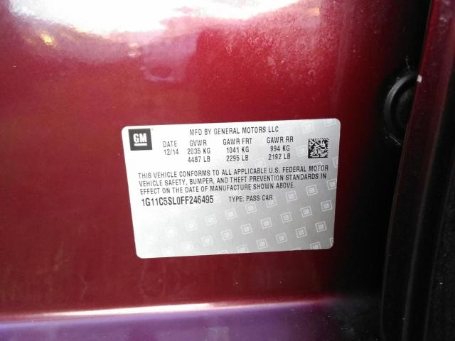 1G11C5SL0FF246495 - 2015 CHEVROLET MALIBU 1LT 勃艮第红 照片 10