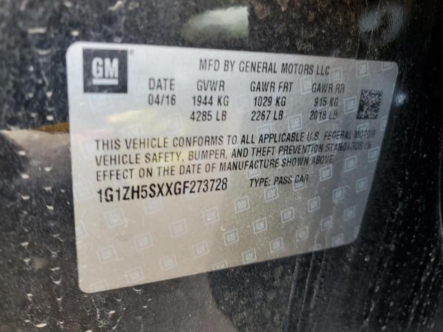 1G1ZH5SXXGF273728 - 2016 CHEVROLET MALIBU PRE შავი ფოტო 10