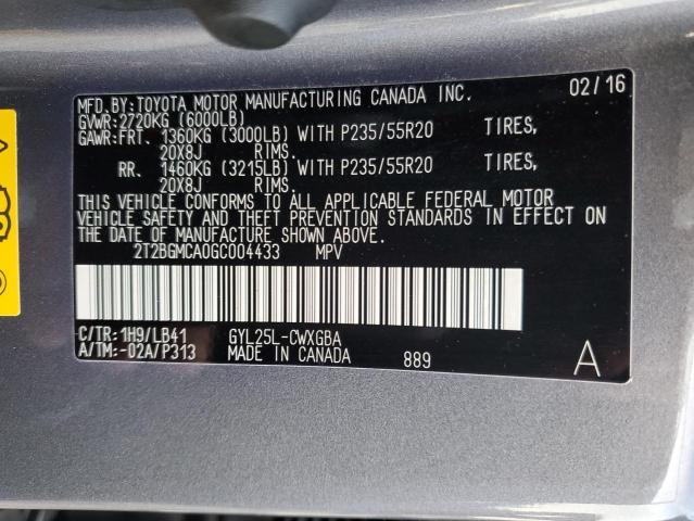 2T2BGMCA0GC004433 - 2016 LEXUS RX 450H BA GRAY photo 10