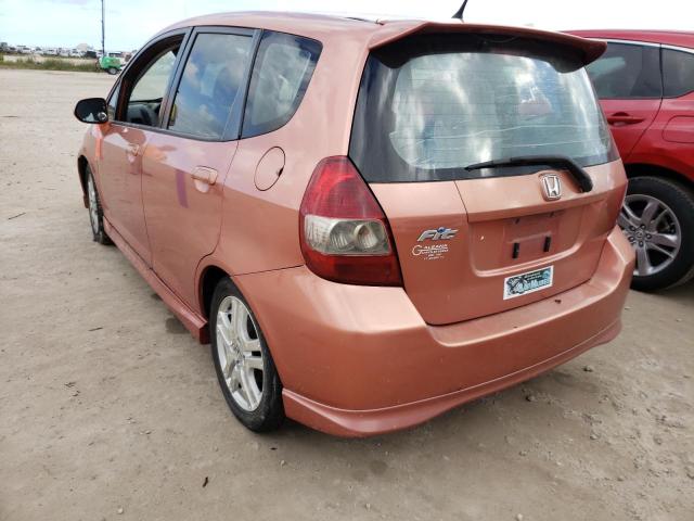 JHMGD38697S053256 - 2007 HONDA FIT S ORANGE photo 3