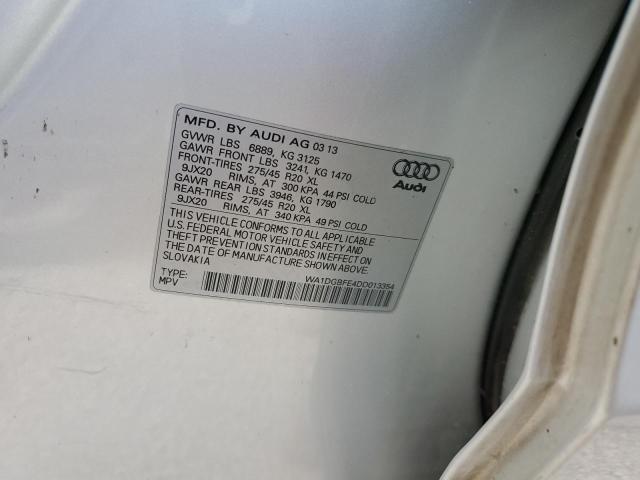 WA1DGBFE4DD013354 - 2013 AUDI Q7 PRESTIG ვერცხლისფერი ფოტო 10