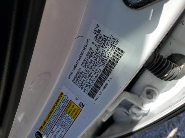 1HGCV2F5XJA043318 - 2018 HONDA ACCORD EXL WHITE photo 10