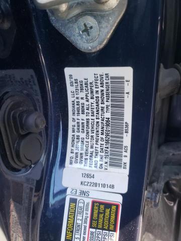 19XFA16629E019064 - 2009 HONDA CIVIC LX-S Niebieski zdjęcie 10