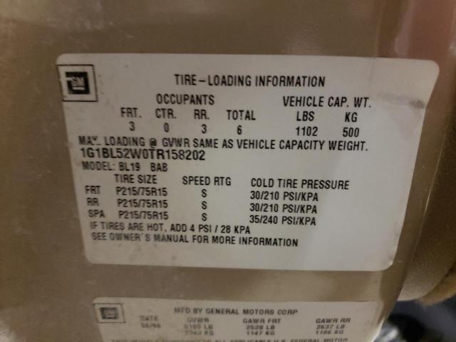 1G1BL52W0TR158202 - 1996 CHEVROLET CAPRICE CL 金色 照片 10