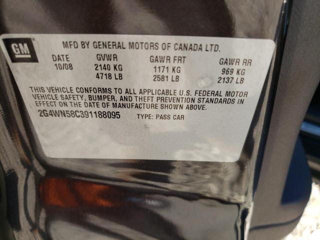 2G4WN58C391188095 - 2009 BUICK LACROSSE S BLACK photo 10