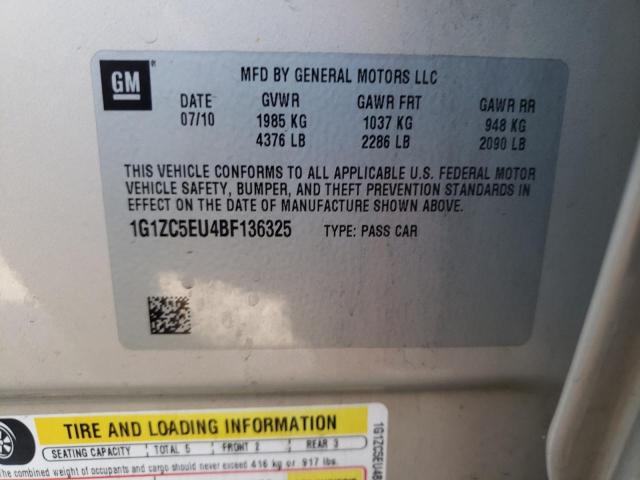 1G1ZC5EU4BF136325 - 2011 CHEVROLET MALIBU 1LT 金色 照片 10