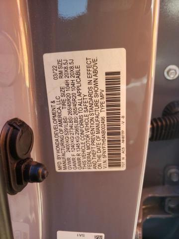 5FNYF7H54NB002496 - 2022 HONDA PASSPORT E 蓝色 照片 10