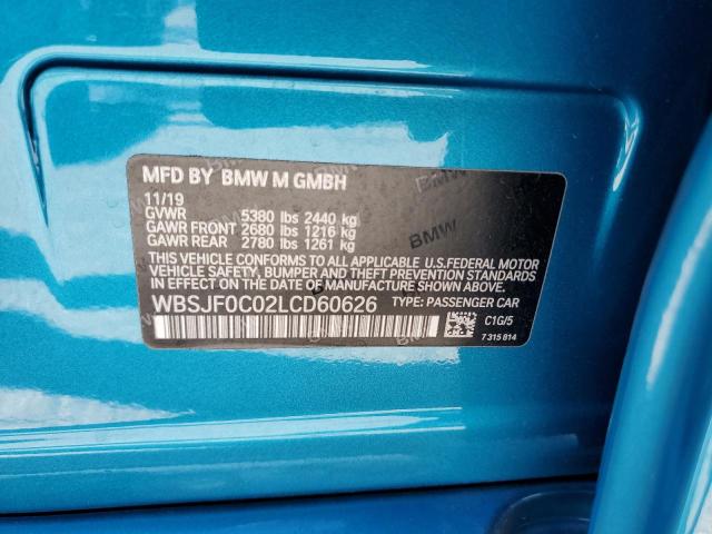 WBSJF0C02LCD60626 - 2020 BMW M5 BASE BLUE photo 10