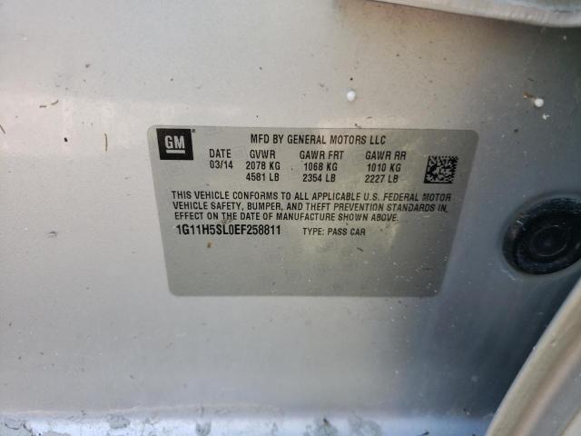 1G11H5SL0EF258811 - 2014 CHEVROLET MALIBU LTZ ვერცხლისფერი ფოტო 10