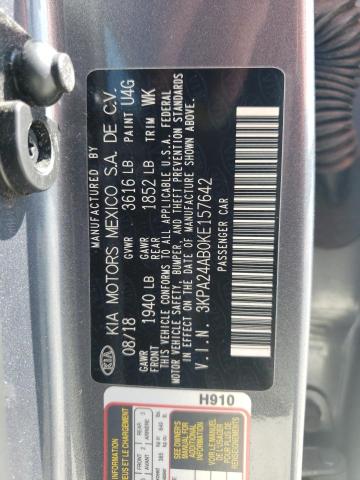 3KPA24AB0KE157642 - 2019 KIA RIO S GRAY photo 10