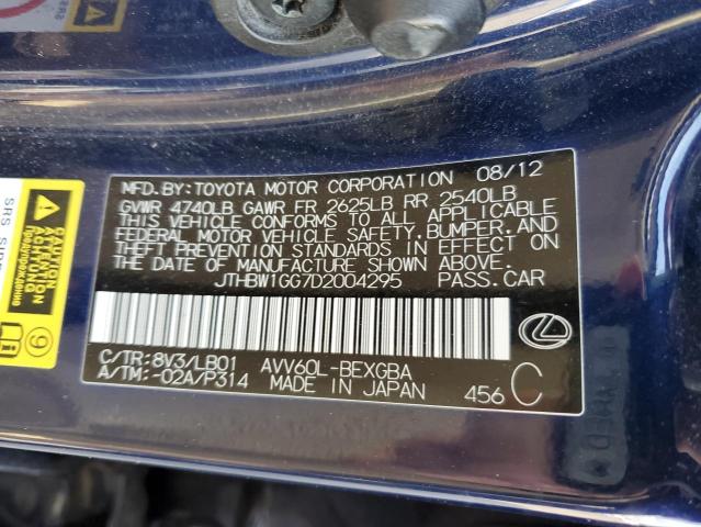 JTHBW1GG7D2004295 - 2013 LEXUS ES 300H BLUE photo 10