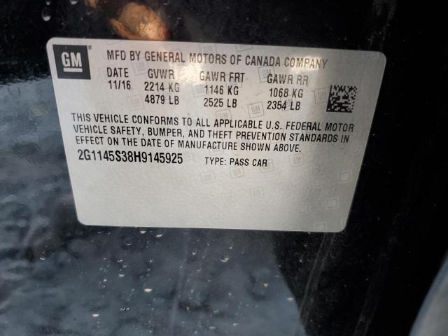 2G1145S38H9145925 - 2017 CHEVROLET IMPALA PRE შავი ფოტო 10