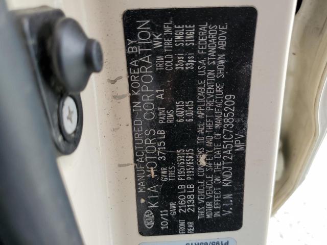 KNDJT2A51C7385209 - 2012 KIA SOUL CREAM photo 10