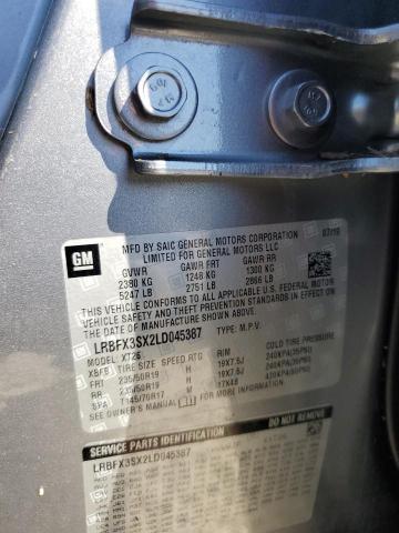 LRBFX3SX2LD045387 - 2020 BUICK ENVISION P GRAY photo 10