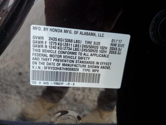 5FRYD3H87HB008028 - 2017 ACURA MDX ADVANC BLACK photo 10