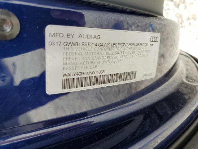 WAUY4GF53JN001065 - 2018 AUDI S5 PREMIUM 蓝色 照片 10