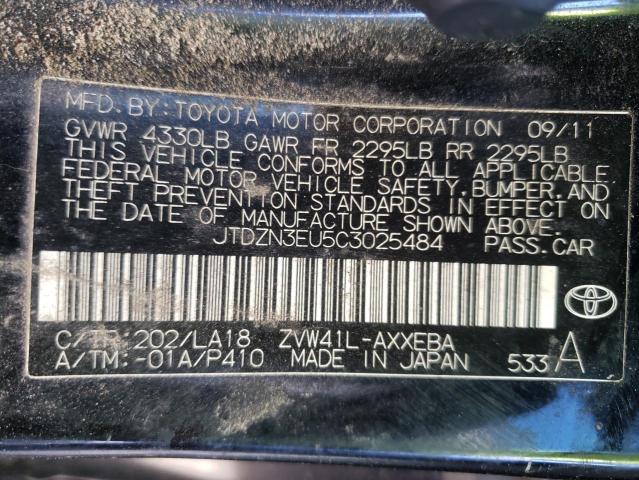 JTDZN3EU5C3025484 - 2012 TOYOTA PRIUS V BLACK photo 10