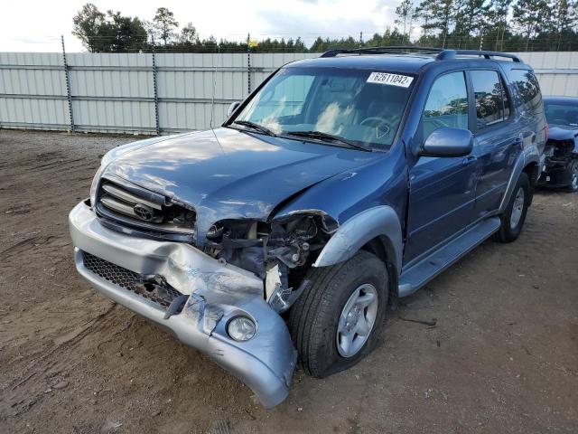 5TDZT34AX2S117295 - 2002 TOYOTA SEQUOIA BLUE photo 2