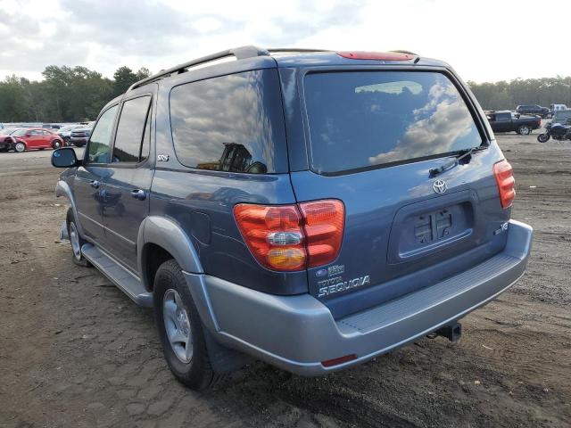 5TDZT34AX2S117295 - 2002 TOYOTA SEQUOIA BLUE photo 3