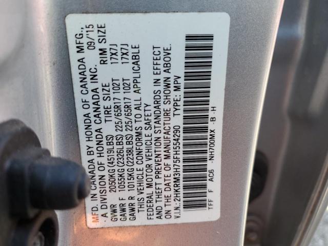 2HKRM3H75FH554290 - 2015 HONDA CR-V EXL SILVER photo 10