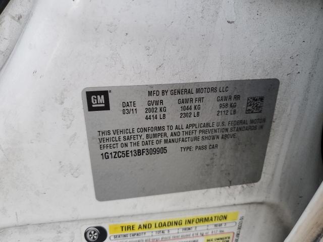 1G1ZC5E13BF309905 - 2011 CHEVROLET MALIBU 1LT თეთრი ფოტო 10
