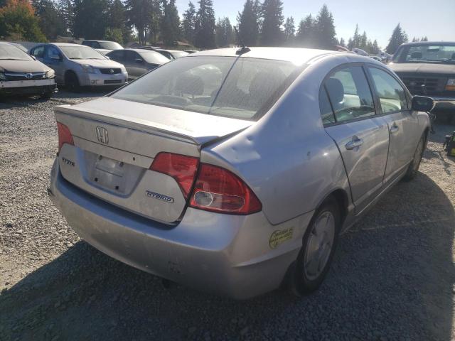 JHMFA36267S004004 - 2007 HONDA CIVIC HYBR SILVER photo 4