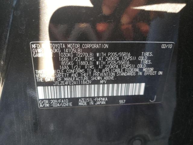 JTLZE4FE2A1118439 - 2010 TOYOTA SCION XB შავი ფოტო 10