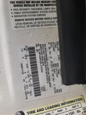 5LMFU285X8LJ15704 - 2008 LINCOLN NAVIGATOR თეთრი ფოტო 10