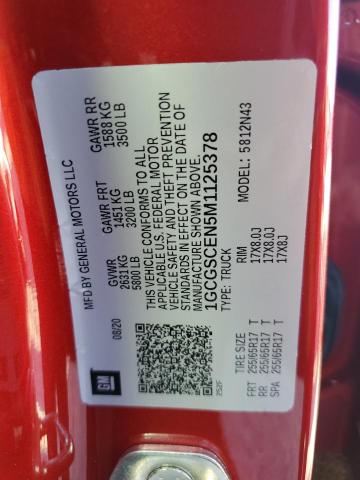 1GCGSCEN5M1125378 - 2021 CHEVROLET COLORADO L RED photo 10