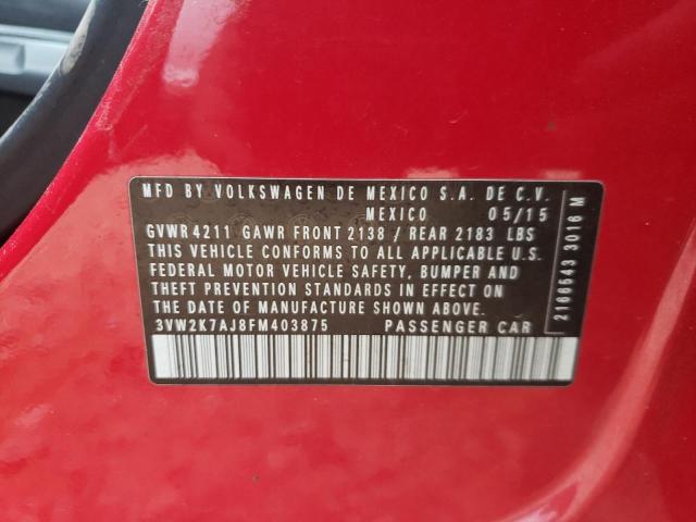 3VW2K7AJ8FM403875 - 2015 VOLKSWAGEN JETTA BASE RED photo 10