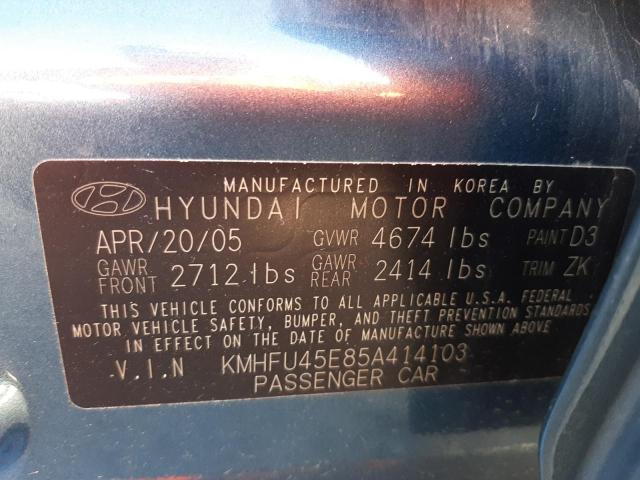 KMHFU45E85A414103 - 2005 HYUNDAI XG 350 BLUE photo 10