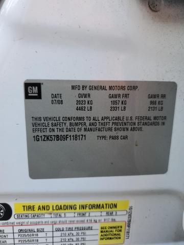 1G1ZK57B09F118171 - 2009 CHEVROLET MALIBU LTZ თეთრი ფოტო 10