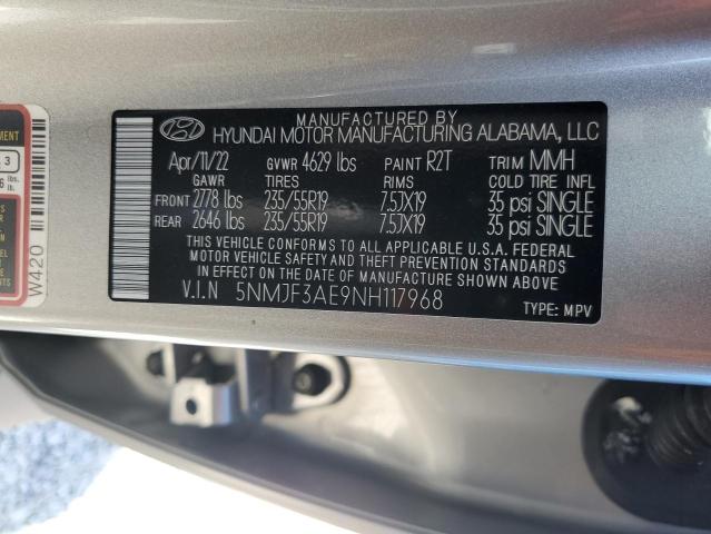 5NMJF3AE9NH117968 - 2022 HYUNDAI TUCSON SEL SILVER photo 10