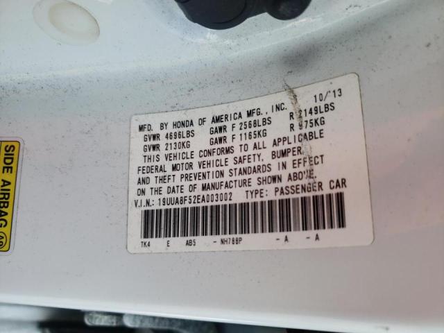 19UUA8F52EA003002 - 2014 ACURA TL TECH WHITE photo 10