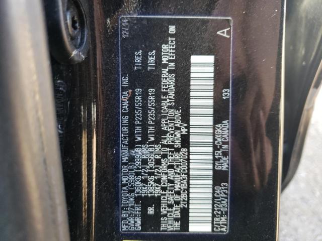 2T2BC1BA3FC007028 - 2015 LEXUS RX 450H BLACK photo 10