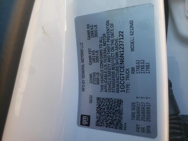 1GCGTCEN6N1237122 - 2022 CHEVROLET COLORADO L WHITE photo 10