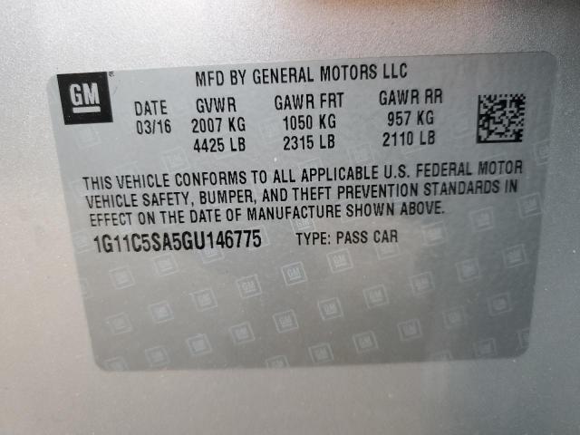 1G11C5SA5GU146775 - 2016 CHEVROLET MALIBU LIM 银色 照片 10