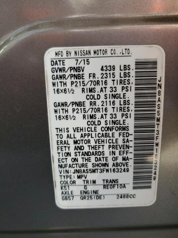 JN8AS5MT3FW163249 - 2015 NISSAN ROGUE SELE GRAY photo 10