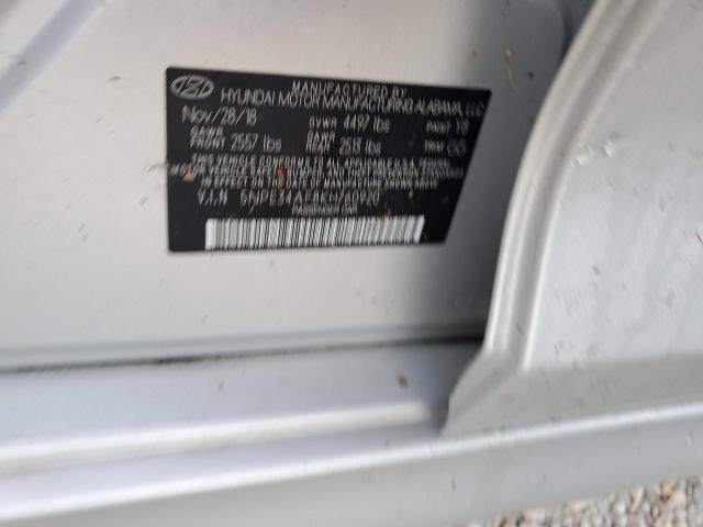 5NPE34AF8KH760920 - 2019 HYUNDAI SONATA LIM SILVER photo 10