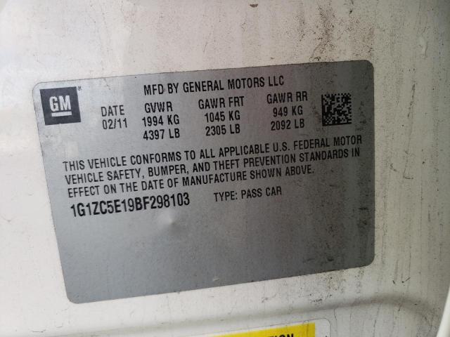 1G1ZC5E19BF298103 - 2011 CHEVROLET MALIBU 1LT 白色 照片 10