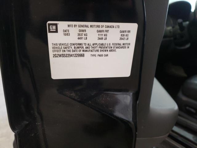 2G2WS522941229968 - 2004 PONTIAC GRAND PRIX შავი ფოტო 10