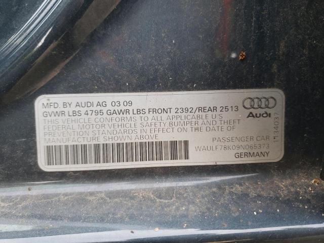 WAULF78K09N065373 - 2009 AUDI A4 2.0T QU GRAY photo 10