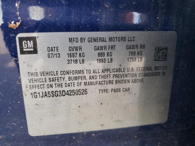 1G1JA5SG3D4250526 - 2013 CHEVROLET SONIC LS BLUE photo 10