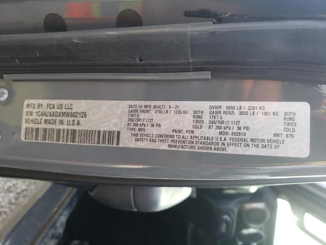 1C4HJXAGXMW662126 - 2021 JEEP WRANGLER S 灰色 照片 10